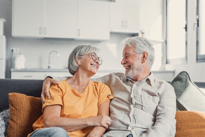 Happy senior couple at home